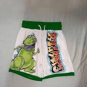 1990s Vintage Rugrats Reptar Graffiti Nickelodeon Green/White Men's Shorts
